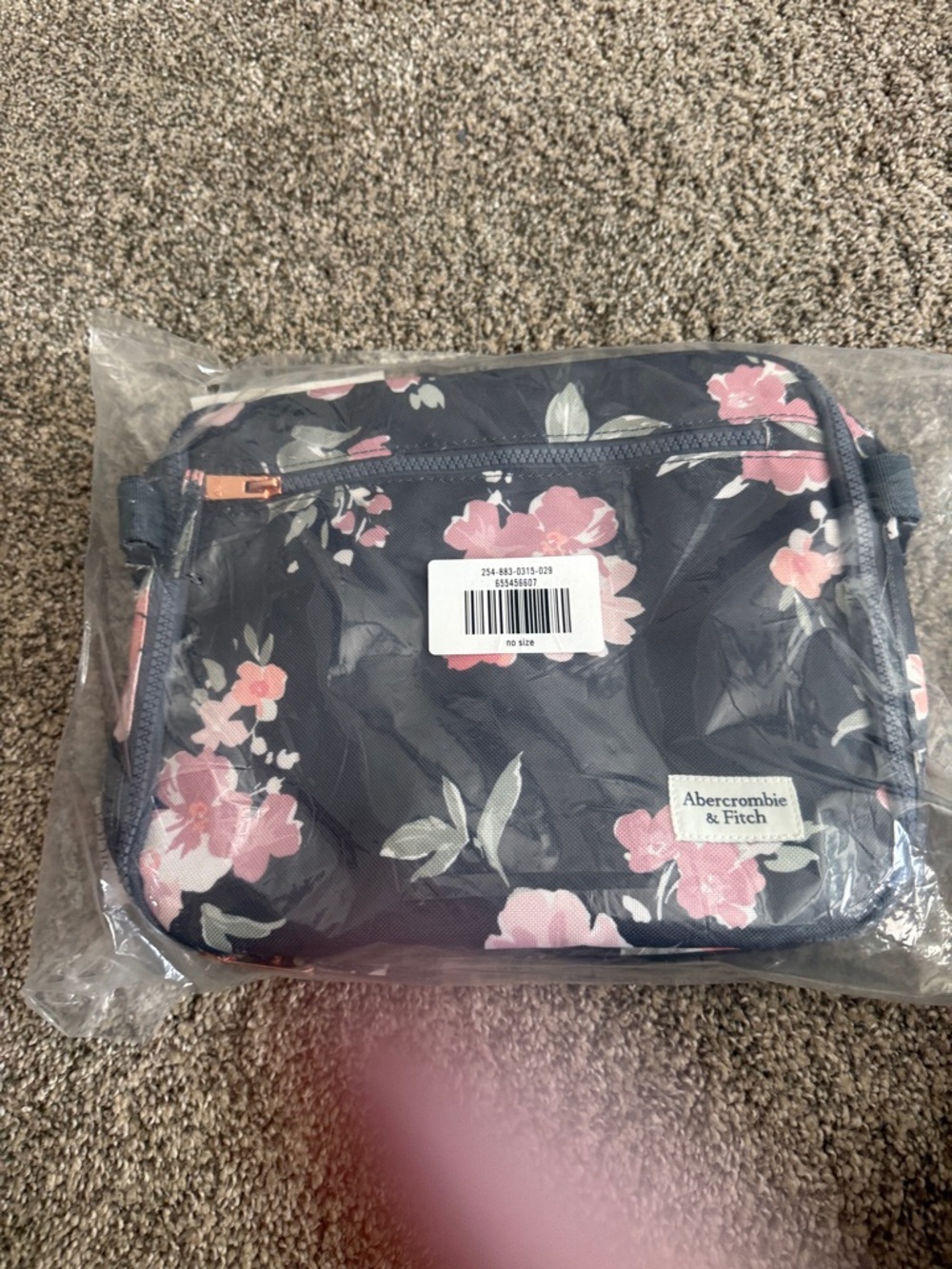 Abercrombie & Fitch Navy Floral Cosmetic Bag with Pink Flowers